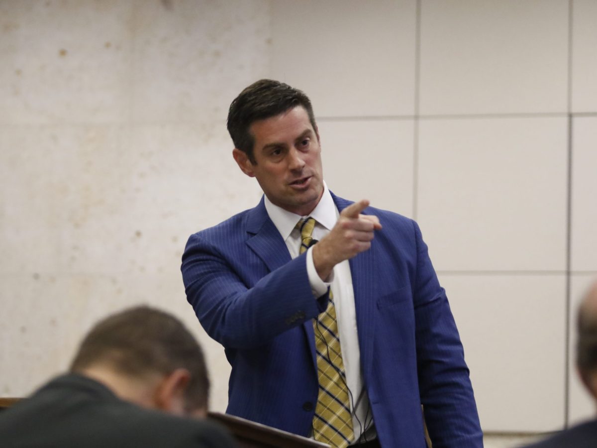 Deputy District Attorney Chris Peurvelle presents closing arguments in the Kristin Smart murder trial on Monday, Oct. 3, 2022.